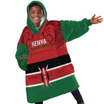 Custom Kenya Football Kid Wearable Blanket Hoodie Go Harambee Stars African Pattern