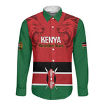 Custom Kenya Football Long Sleeve Button Shirt Go Harambee Stars African Pattern