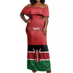 Custom Kenya Football Off Shoulder Maxi Dress Go Harambee Stars African Pattern
