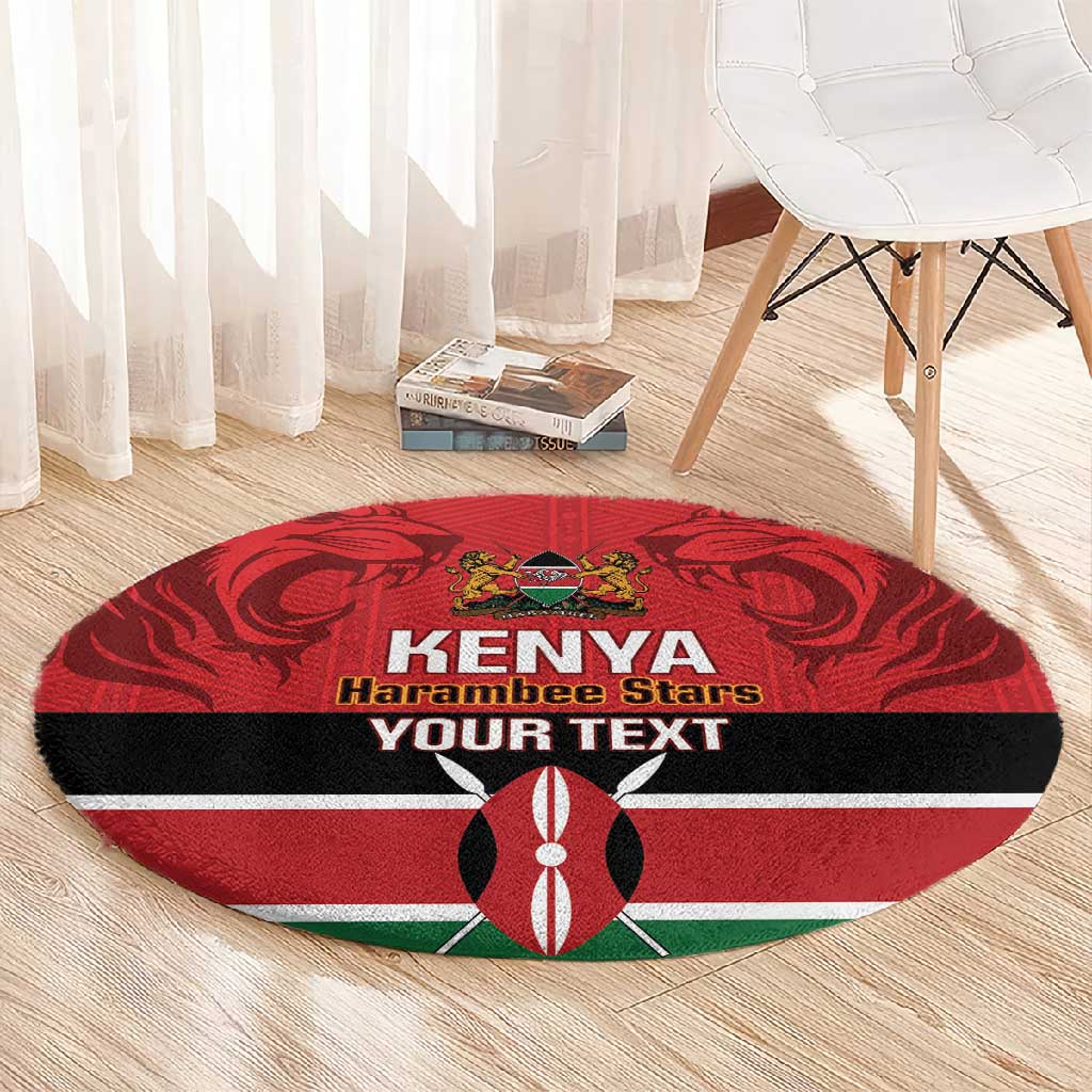 Custom Kenya Football Round Carpet Go Harambee Stars African Pattern
