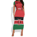 Custom Kenya Football Short Sleeve Bodycon Dress Go Harambee Stars African Pattern LT14