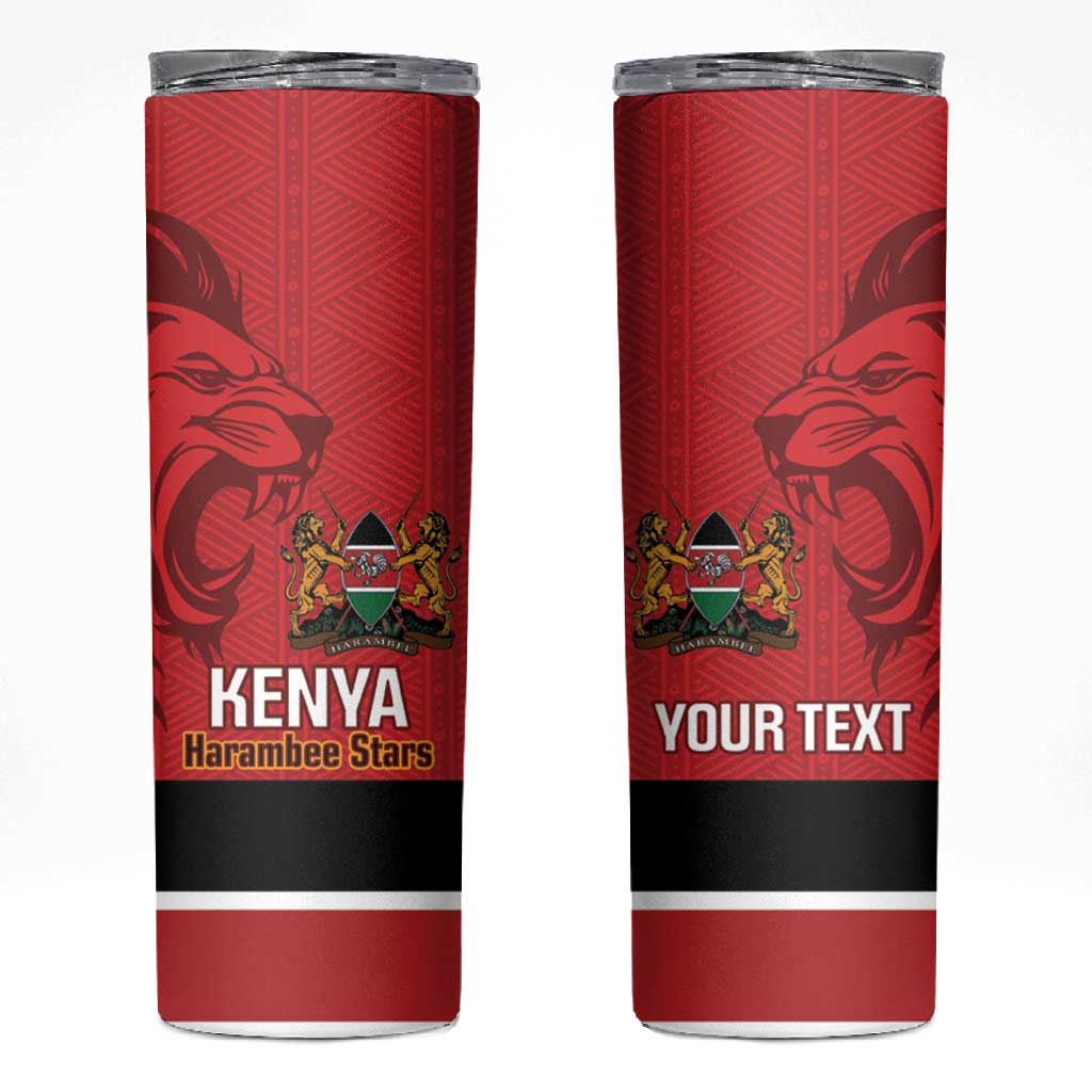 Custom Kenya Football Skinny Tumbler Go Harambee Stars African Pattern
