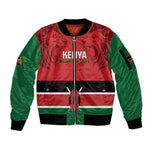 Custom Kenya Football Sleeve Zip Bomber Jacket Go Harambee Stars African Pattern