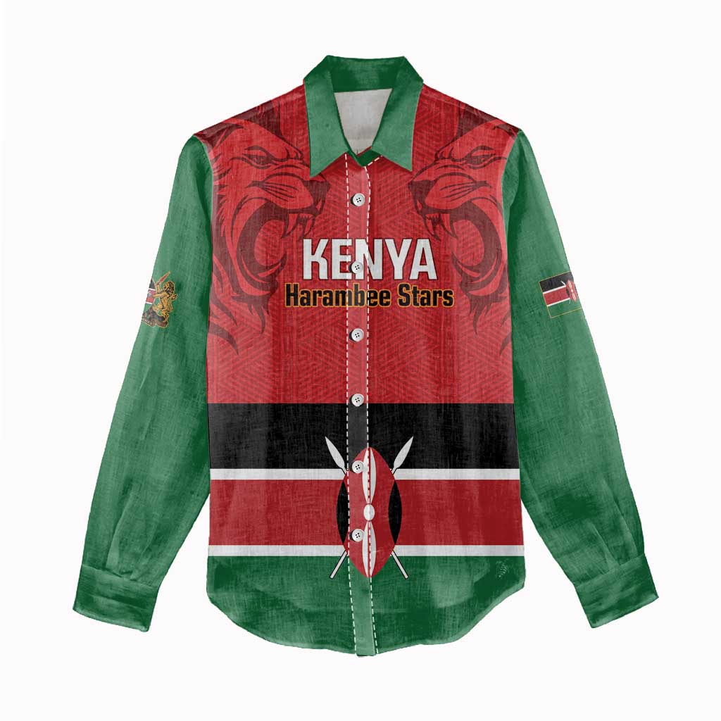 Custom Kenya Football Women Casual Shirt Go Harambee Stars African Pattern