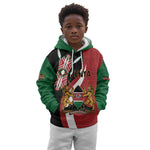 Custom Kenya Football Kid Hoodie Maasai Shield Coat Of Arms Style