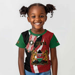 Custom Kenya Football Kid T shirt Maasai Shield Coat Of Arms Style