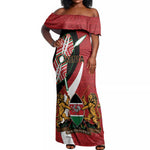 Custom Kenya Football Off Shoulder Maxi Dress Maasai Shield Coat Of Arms Style