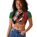 Custom Kenya Football Raglan Cropped T shirt Maasai Shield Coat Of Arms Style