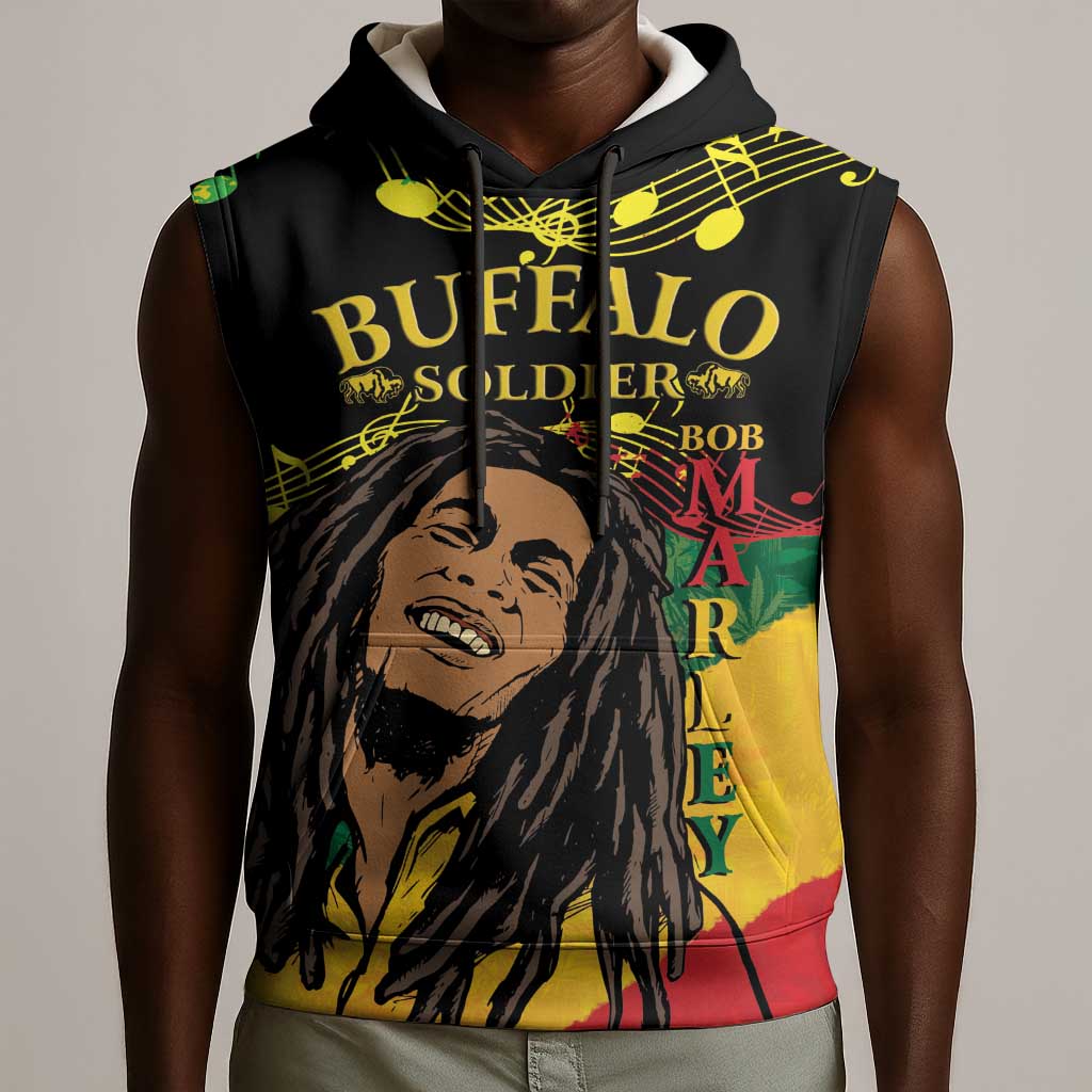 Afro Legend Bob Buffalo Soldier Sleeveless Hoodie American Heroes Reggae Style - African Pride