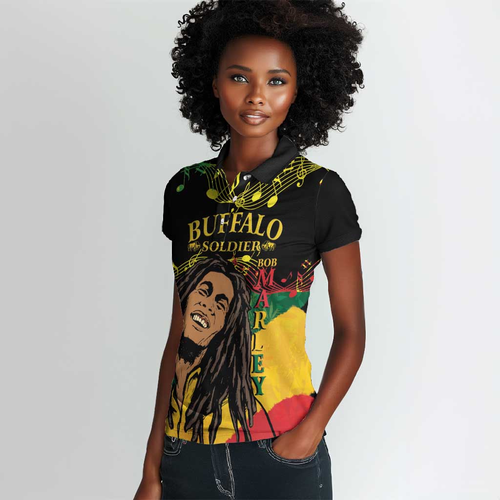 Afro Legend Bob Buffalo Soldier Women Polo Shirt American Heroes Reggae Style
