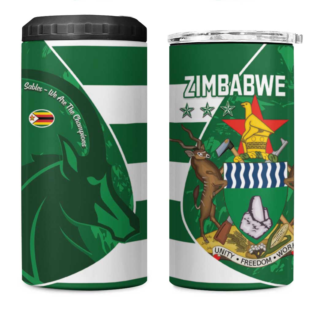 Zimbabwe Rugby Custom 4 in 1 Can Cooler Tumbler Sables 3rd Champions Proud - African Pride
