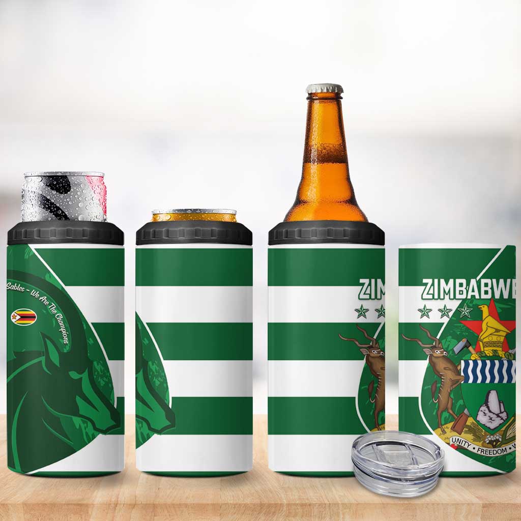Zimbabwe Rugby Custom 4 in 1 Can Cooler Tumbler Sables 3rd Champions Proud - African Pride