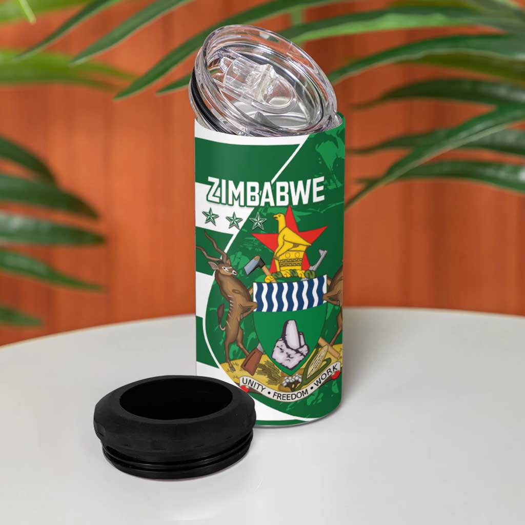 Zimbabwe Rugby Custom 4 in 1 Can Cooler Tumbler Sables 3rd Champions Proud - African Pride
