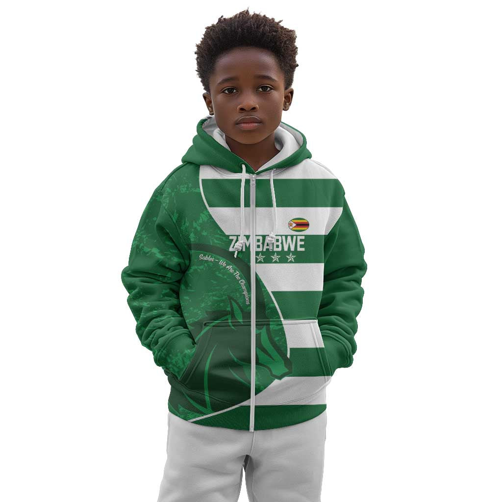 Zimbabwe Rugby Custom Kid Hoodie Sables 3rd Champions Proud - African Pride