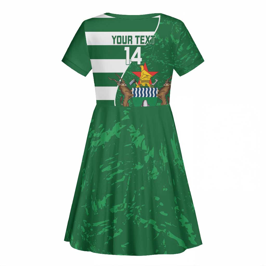 Zimbabwe Rugby Custom Kid Short Sleeve Dress Sables 3rd Champions Proud - African Pride