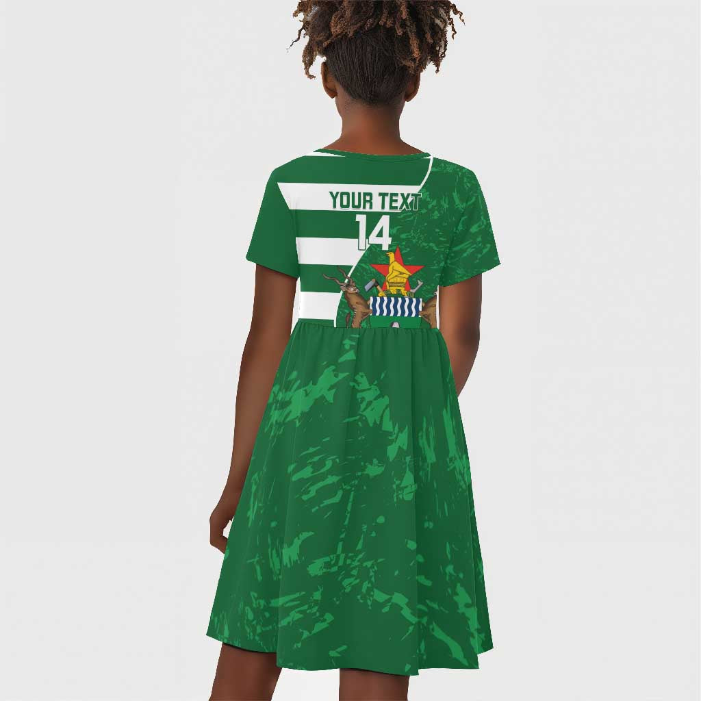 Zimbabwe Rugby Custom Kid Short Sleeve Dress Sables 3rd Champions Proud - African Pride