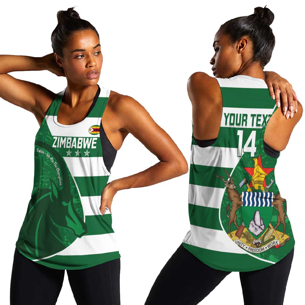 Zimbabwe Rugby Custom Women Racerback Tank Sables 3rd Champions Proud - African Pride
