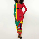 Cameroon Happy Unity Day Cameroun Coat Of Arms Long Sleeve Bodycon Dress LT14