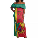 Cameroon Happy Unity Day Cameroun Coat Of Arms Off Shoulder Maxi Dress