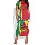 Cameroon Happy Unity Day Cameroun Coat Of Arms Short Sleeve Bodycon Dress LT14