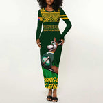South Africa Rugby Long Sleeve Bodycon Dress Go Bokke World Cup Champions History LT14