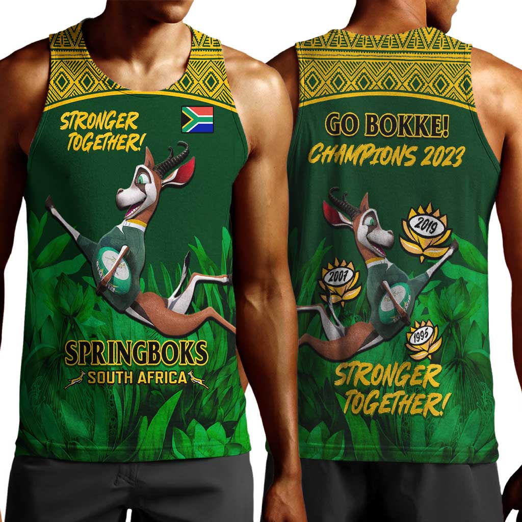 South Africa Rugby Men Tank Top Go Bokke World Cup Champions History