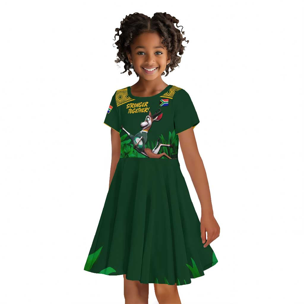 Custom South Africa Rugby Kid Short Sleeve Dress Go Bokke World Cup Champions History