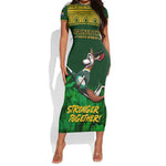 Custom South Africa Rugby Short Sleeve Bodycon Dress Go Bokke World Cup Champions History LT14