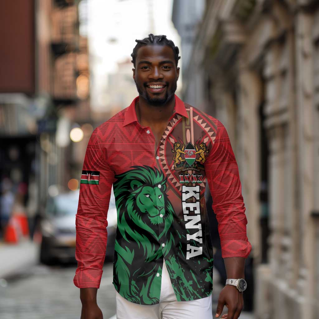 Kenya Independence Day Long Sleeve Button Shirt Jamhuri ya Kenya 1963 - African Pattern