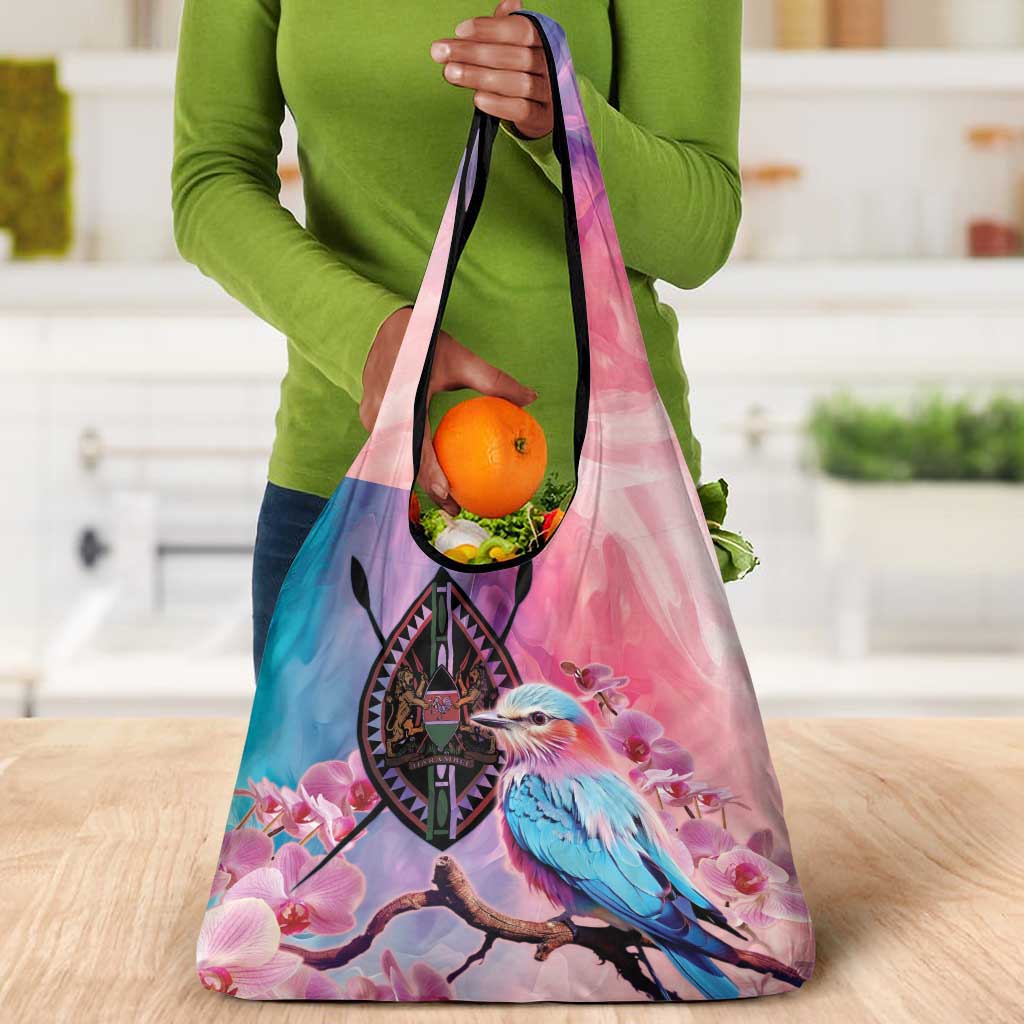 Kenya Lilac-Breasted Roller Grocery Bag Coat Of Arms Mix Orchid