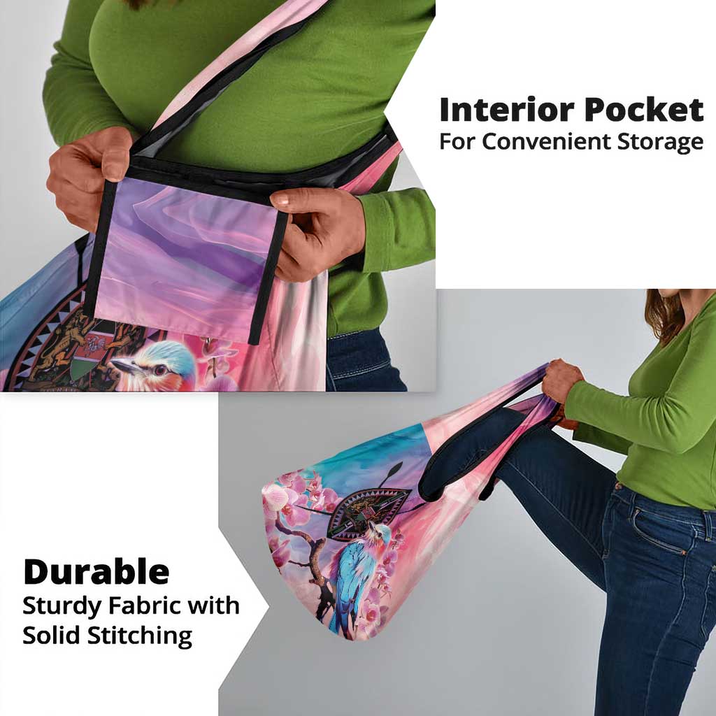 Kenya Lilac-Breasted Roller Grocery Bag Coat Of Arms Mix Orchid