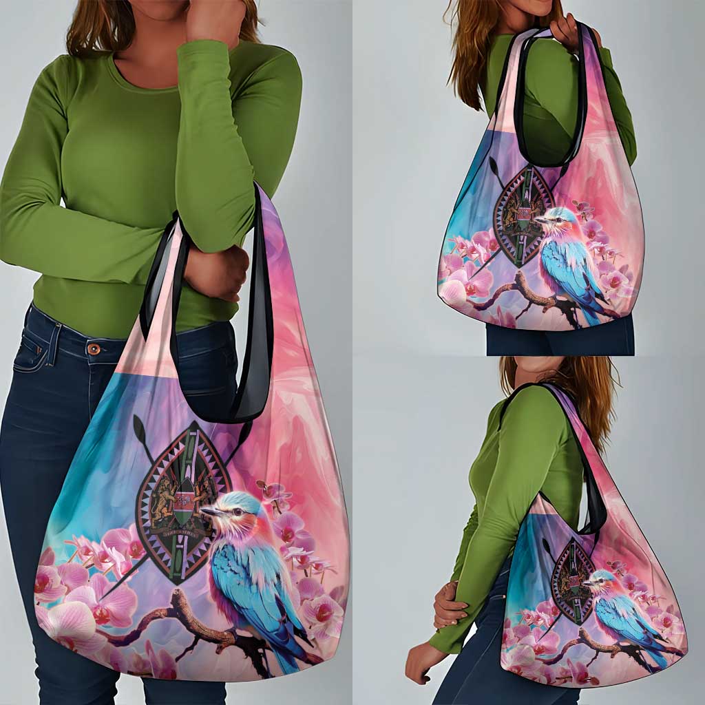 Kenya Lilac-Breasted Roller Grocery Bag Coat Of Arms Mix Orchid