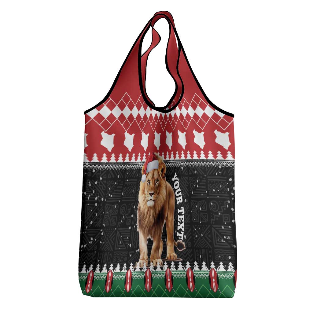 Personalized Kenya Christmas Grocery Bag Lion Santa - Heri Ya Krismasi!