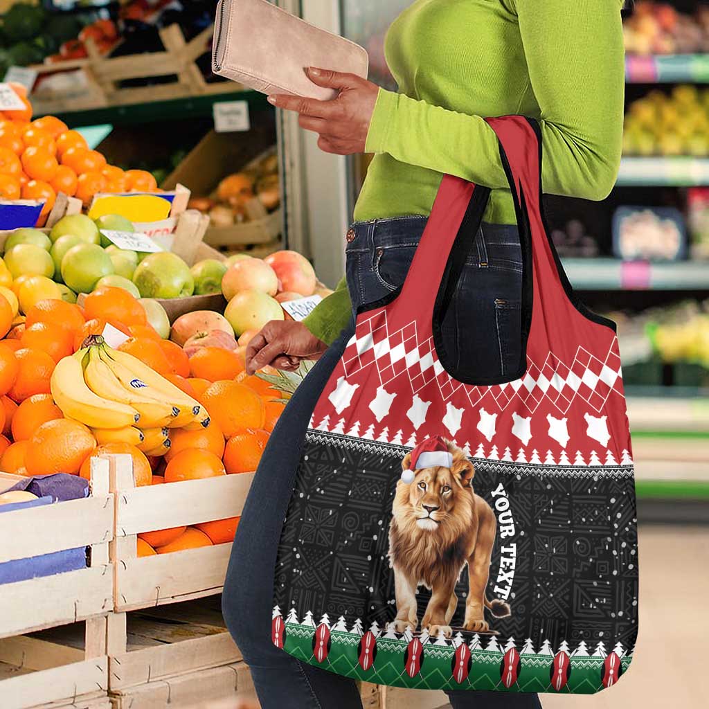 Personalized Kenya Christmas Grocery Bag Lion Santa - Heri Ya Krismasi!