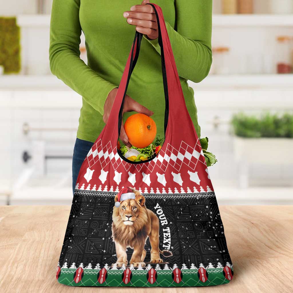 Personalized Kenya Christmas Grocery Bag Lion Santa - Heri Ya Krismasi!