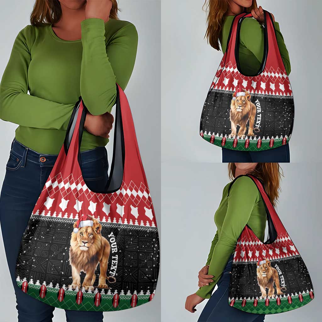 Personalized Kenya Christmas Grocery Bag Lion Santa - Heri Ya Krismasi!