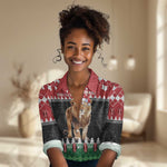 Personalized Kenya Christmas Women Casual Shirt Lion Santa - Heri Ya Krismasi! LT14