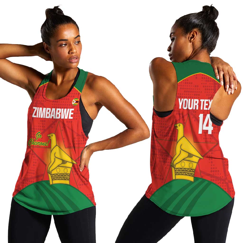 Afro Cricket Zimbabwe Custom Women Racerback Tank Go Chevrons 2003 Color - African Pride