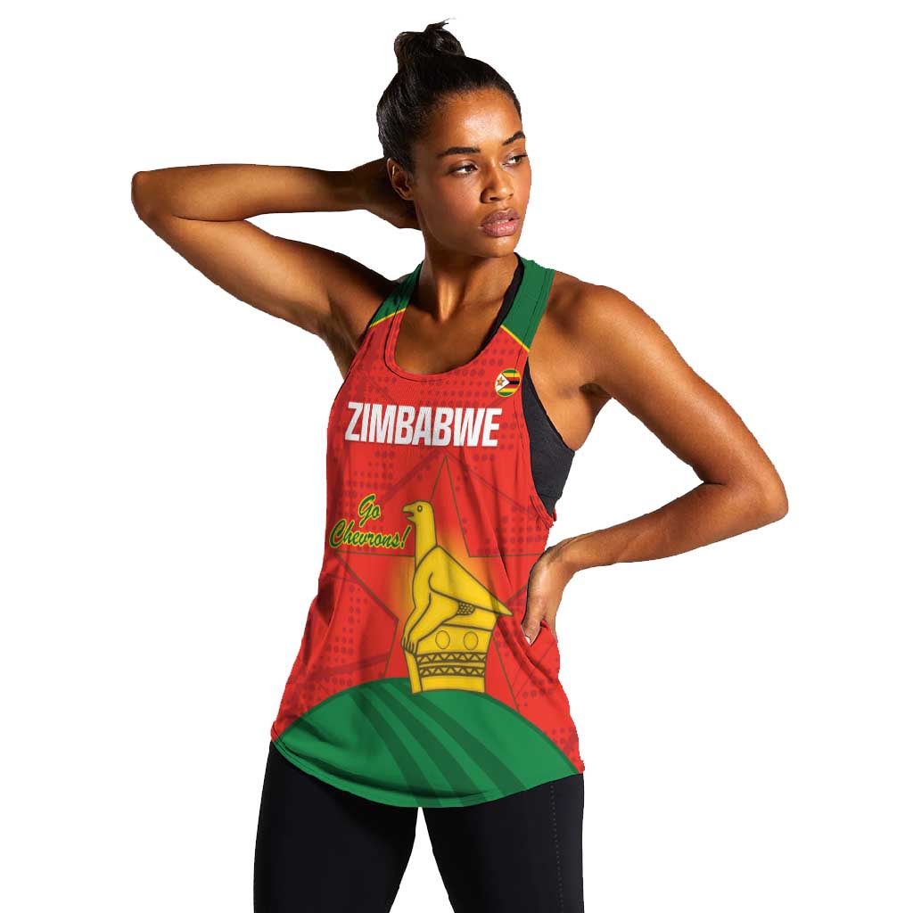 Afro Cricket Zimbabwe Custom Women Racerback Tank Go Chevrons 2003 Color - African Pride