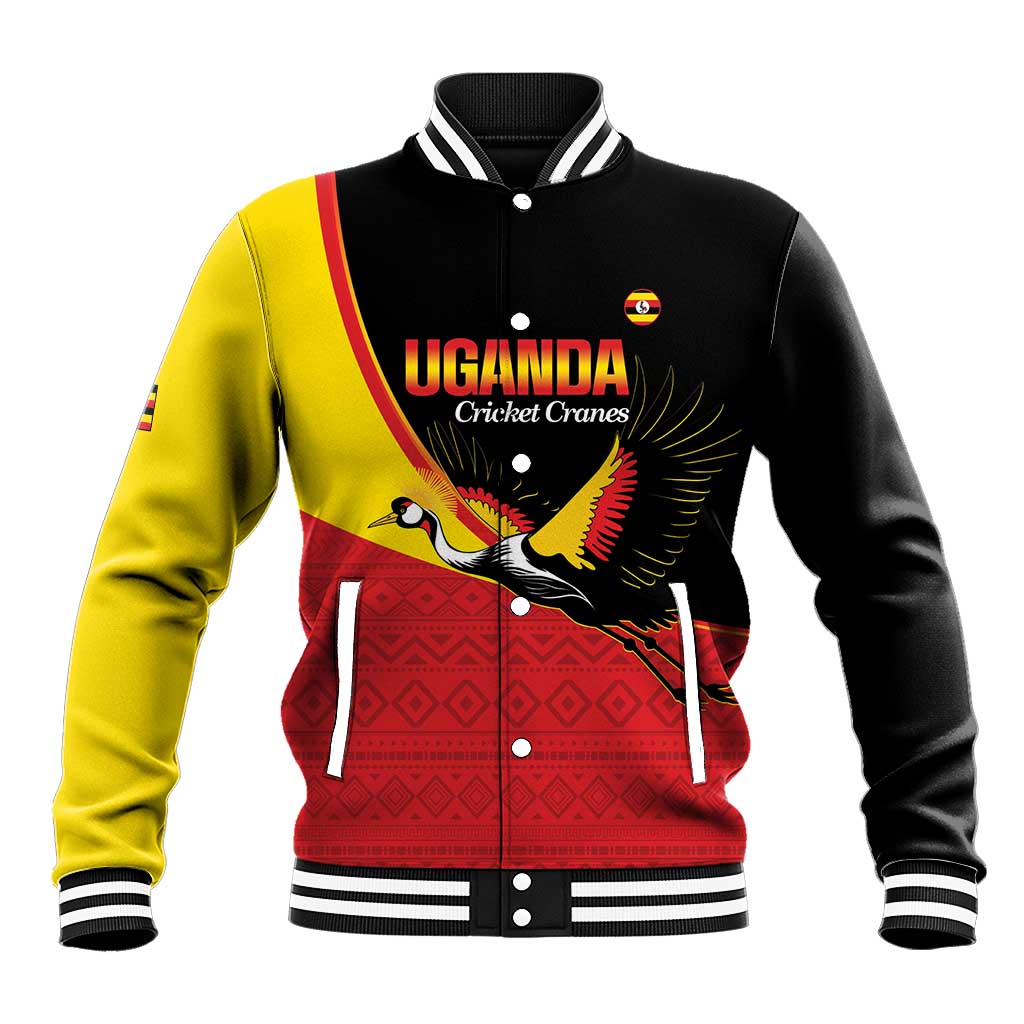 Afro Cricket Uganda Custom Baseball Jacket Go Cranes African Pattern - African Pride