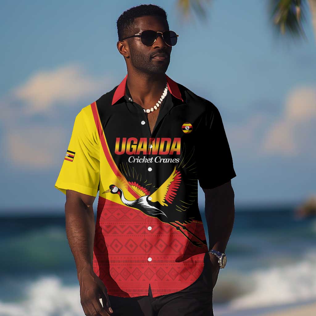Afro Cricket Uganda Custom Hawaiian Shirt Go Cranes African Pattern - African Pride