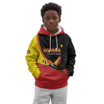 Afro Cricket Uganda Custom Kid Hoodie Go Cranes African Pattern - African Pride