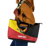 Afro Cricket Uganda Custom Leather Tote Bag Go Cranes African Pattern - African Pride