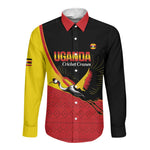 Afro Cricket Uganda Custom Long Sleeve Button Shirt Go Cranes African Pattern - African Pride