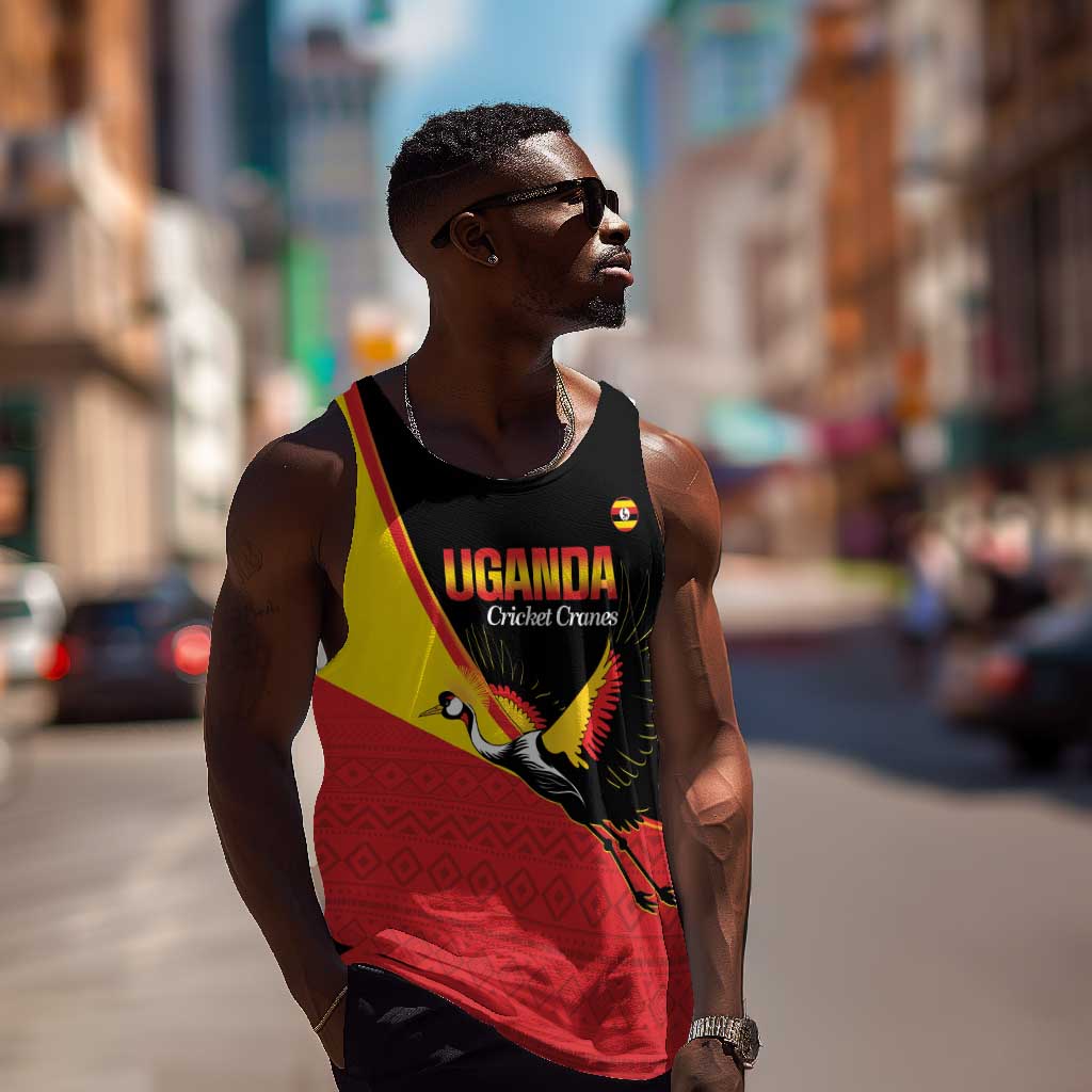 Afro Cricket Uganda Custom Men Tank Top Go Cranes African Pattern - African Pride