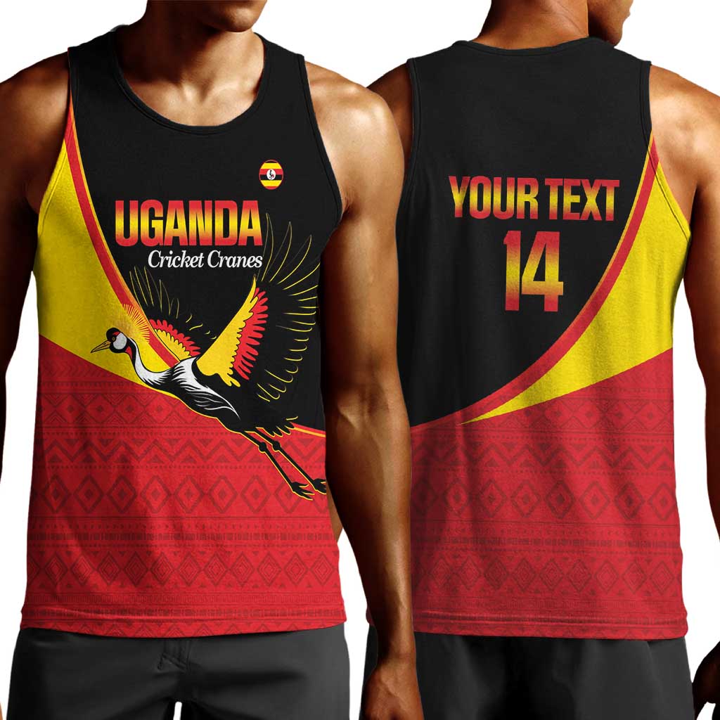 Afro Cricket Uganda Custom Men Tank Top Go Cranes African Pattern - African Pride
