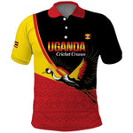 Afro Cricket Uganda Custom Polo Shirt Go Cranes African Pattern - African Pride