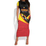 Afro Cricket Uganda Custom Short Sleeve Bodycon Dress Go Cranes African Pattern - African Pride