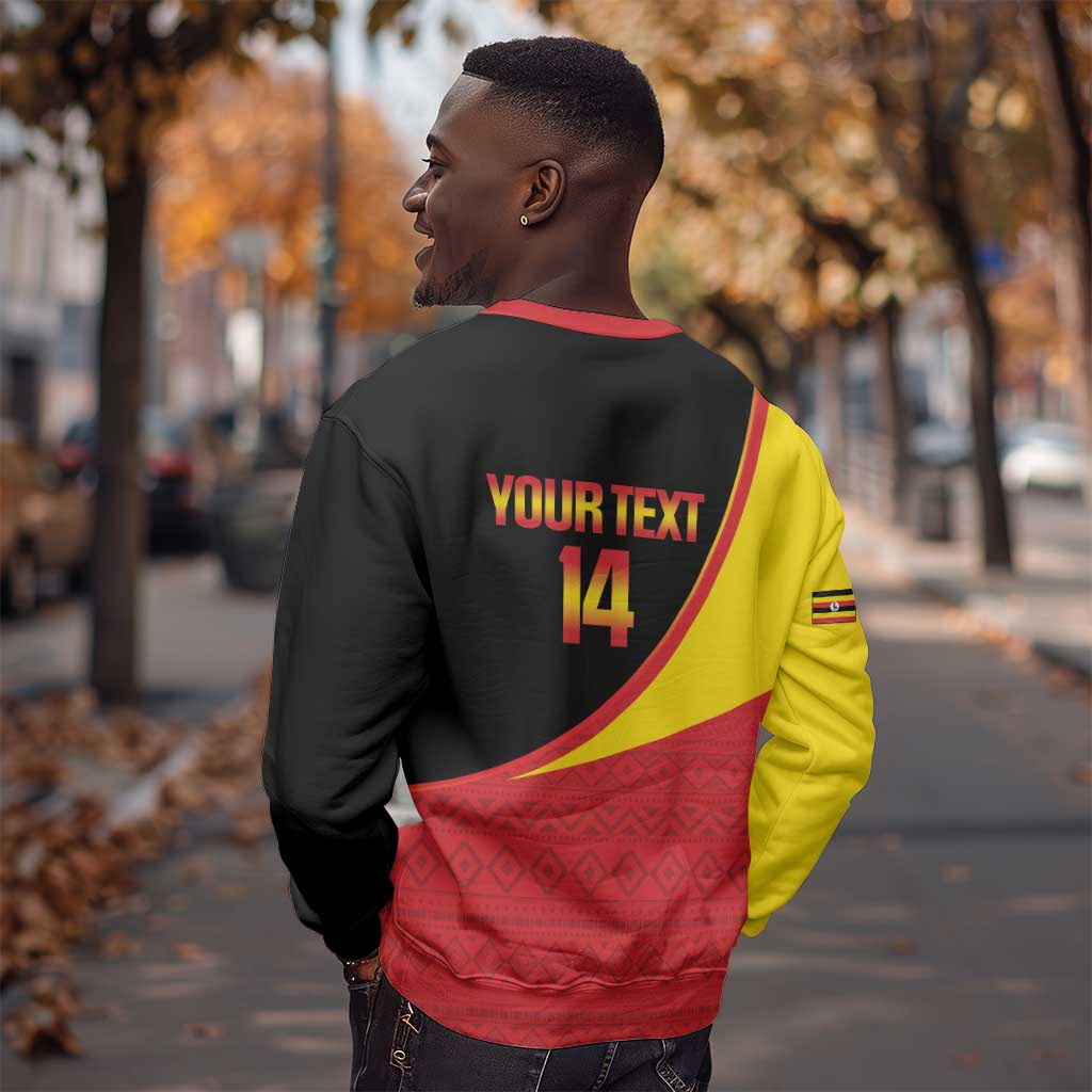 Afro Cricket Uganda Custom Sweatshirt Go Cranes African Pattern - African Pride