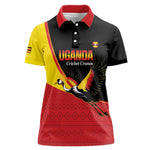 Afro Cricket Uganda Custom Women Polo Shirt Go Cranes African Pattern - African Pride